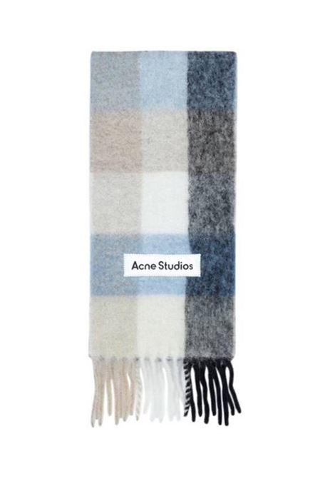 sciarpa mohair a quadri unisex blu, baige e nera ACNE STUDIOS | CA0084DIB